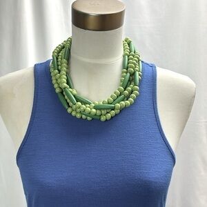 ICervoni Creations Handcrafted Green Wood Beaded Statement Necklace, NWT